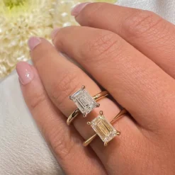 Tiffany Emerald Lab Grown Engagement Ring