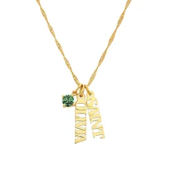 Vertical Name Necklace with Round Gemstone