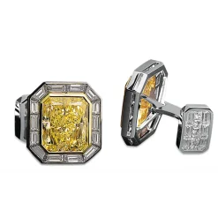 Yellow Diamond Emerald Cufflinks