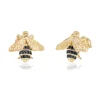 Yellow Honey Bee Black Diamond Stud Earrings
